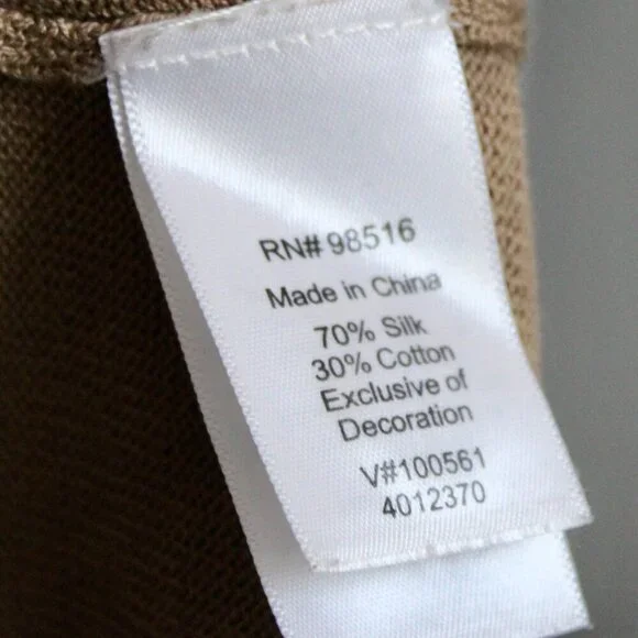 Coldwater Creek Y2K Tan Silk Cotton Knit Front Ruffle Button Cardigan sz Medium - Picture 5 of 5